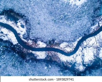 Frozen river in the winter