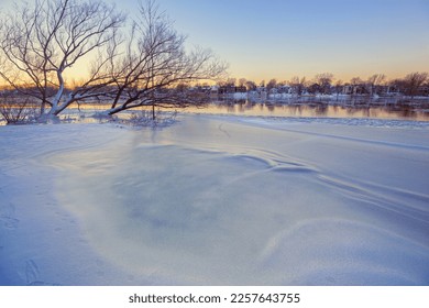 Frozen Riviere des Prairies Montreal Canada - Shutterstock ID 2257643755