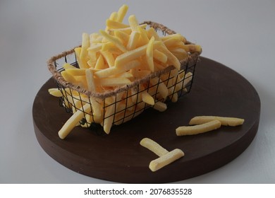 Frozen Shoestring Fries In The Basket 