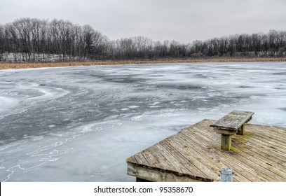 Frozen Sister Lake in winter