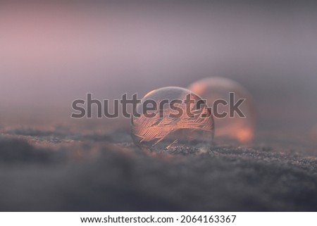 Frozen soap bubble with purple background