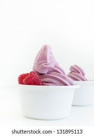 Frozen Soft-serve Yogurt In Cup On White Background.