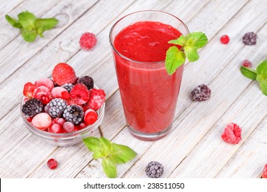 Frozen summer berries smoothie with mint
