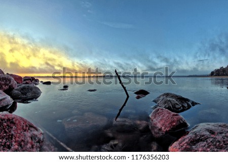 Similar – Sonnenuntergang am Sempachersee