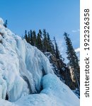 Frozen Tangle Creek Falls in Jasper National park, Canada