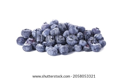 Frozen tasty blueberry on white background