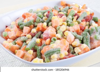 Frozen vegetables in a bowl