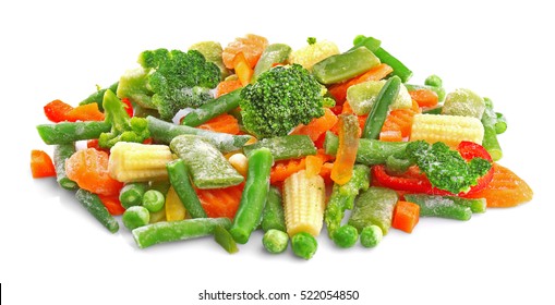 gefrorenes Gemüse einzeln auf Weiß