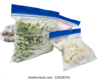 Frozen Vegetables Mix On A White Background