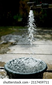 Frozen Water Coming Out Of The Faucet