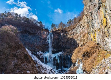 Frozen waterfall, Kegon waterfall in winter located at Nikko city near lake Chuzenji, Tochigi Prefecture Japan. - Powered by Shutterstock