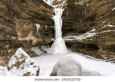 Frozen waterfall in St. Louis canyon on a very cold winters morning.  Starved Rock State Park, Illinois, USA. - Powered by Shutterstock