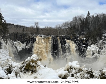 Frozen waterfall water north Minnesota 