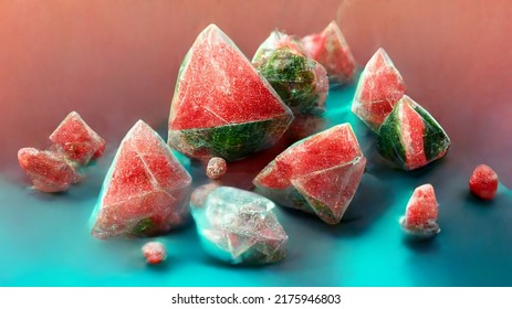 
Frozen watermelon, ice cubes. A lot of fruits. - Shutterstock ID 2175946803