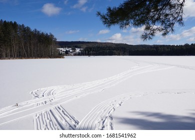 Frozen Wilber Lake In Oneonta NY