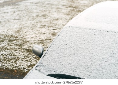 Frozen windshield in blizzard making driving unsafe