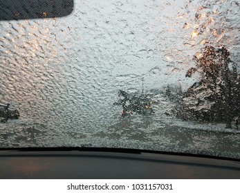Frozen windshield in Canada