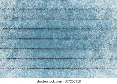 Frozen Wooden Boards In Snow, Top View