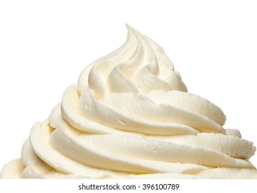 Frozen yogurt or vanilla whipped cream isolated on white background