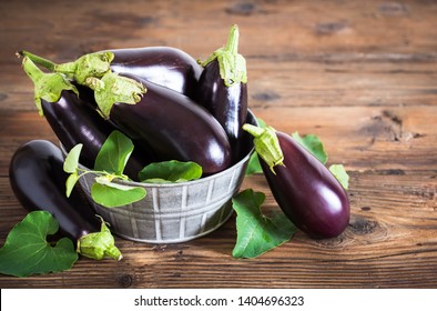 Frsh organic eggplant on the table