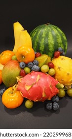 Fruit Arrangement Featuring A Dragon Fruit 