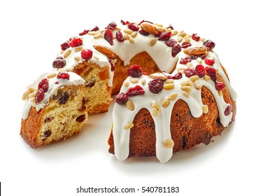 Fruit Cake Isolated On White Background