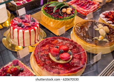 Fruit Cakes In Shop Window