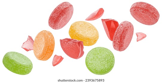 Fruit caramel, hard candies isolated on white background - Powered by Shutterstock
