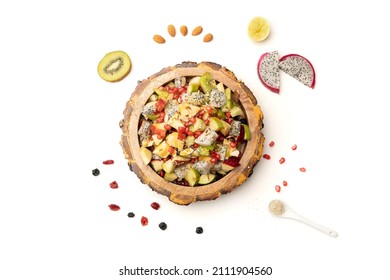 Fruit Chaat With Wooden Bowl