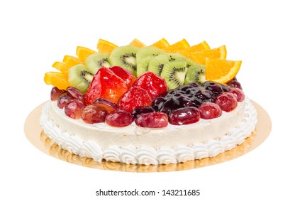 Fruit Cheese Cake Isolated On White