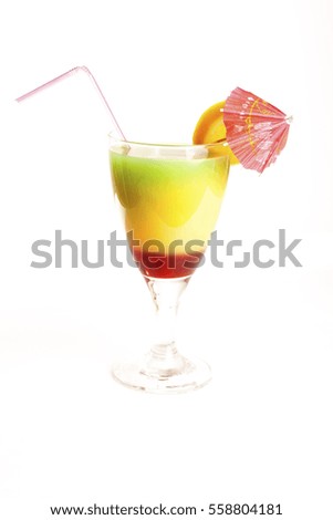 Fruit cocktail. Beautiful colorful cocktail concept. Studio photo illustration.