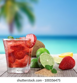 Fruit Cocktail On A Beach