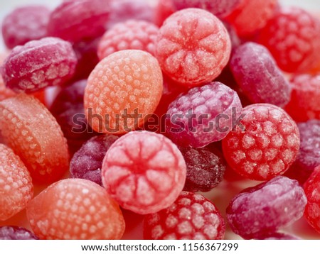 Fruit flavor candy, Raspberry, strawberry candy
