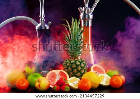 Fruit flavor hookah isolated on black background