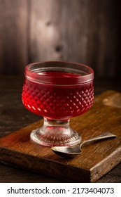 Fruit Gelatin In The Glass Bowl.