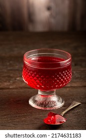 Fruit Gelatin In The Glass Bowl.