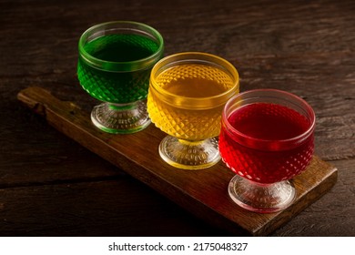 Fruit Gelatin In The Glass Bowl.