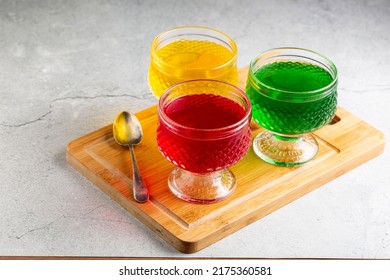 Fruit Gelatin In The Glass Bowl.