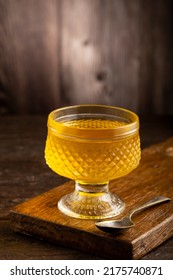 Fruit Gelatin In The Glass Bowl.