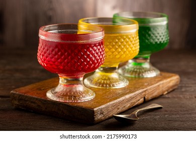 Fruit Gelatin In The Glass Bowl.