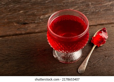 Fruit Gelatin In The Glass Bowl.