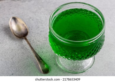 Fruit Gelatin In The Glass Bowl.