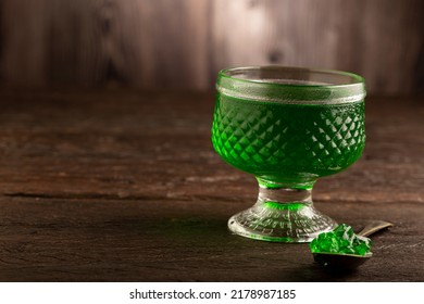 Fruit Gelatin In The Glass Bowl.