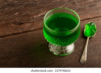 Fruit Gelatin In The Glass Bowl.