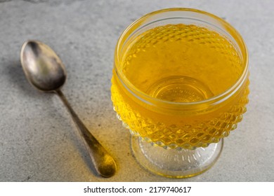 Fruit Gelatin In The Glass Bowl.