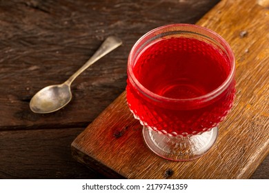 Fruit Gelatin In The Glass Bowl.