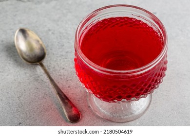 Fruit Gelatin In The Glass Bowl.