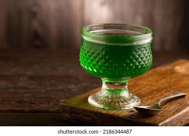 Fruit Gelatin In The Glass Bowl.