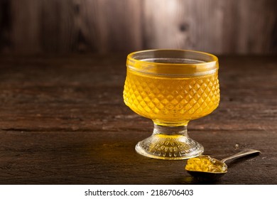 Fruit Gelatin In The Glass Bowl.