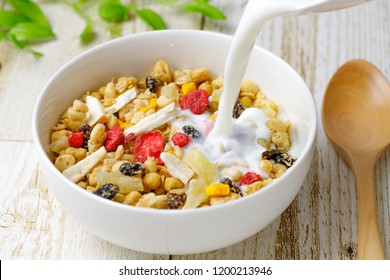 Fruit Granola And Milk